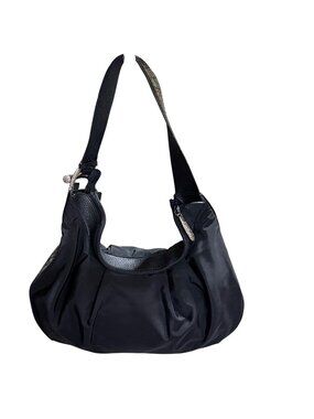 Brighton Black Croc Embossed Strap Slouch Hobo Bag Purse Handbag Y2K Heart Charm